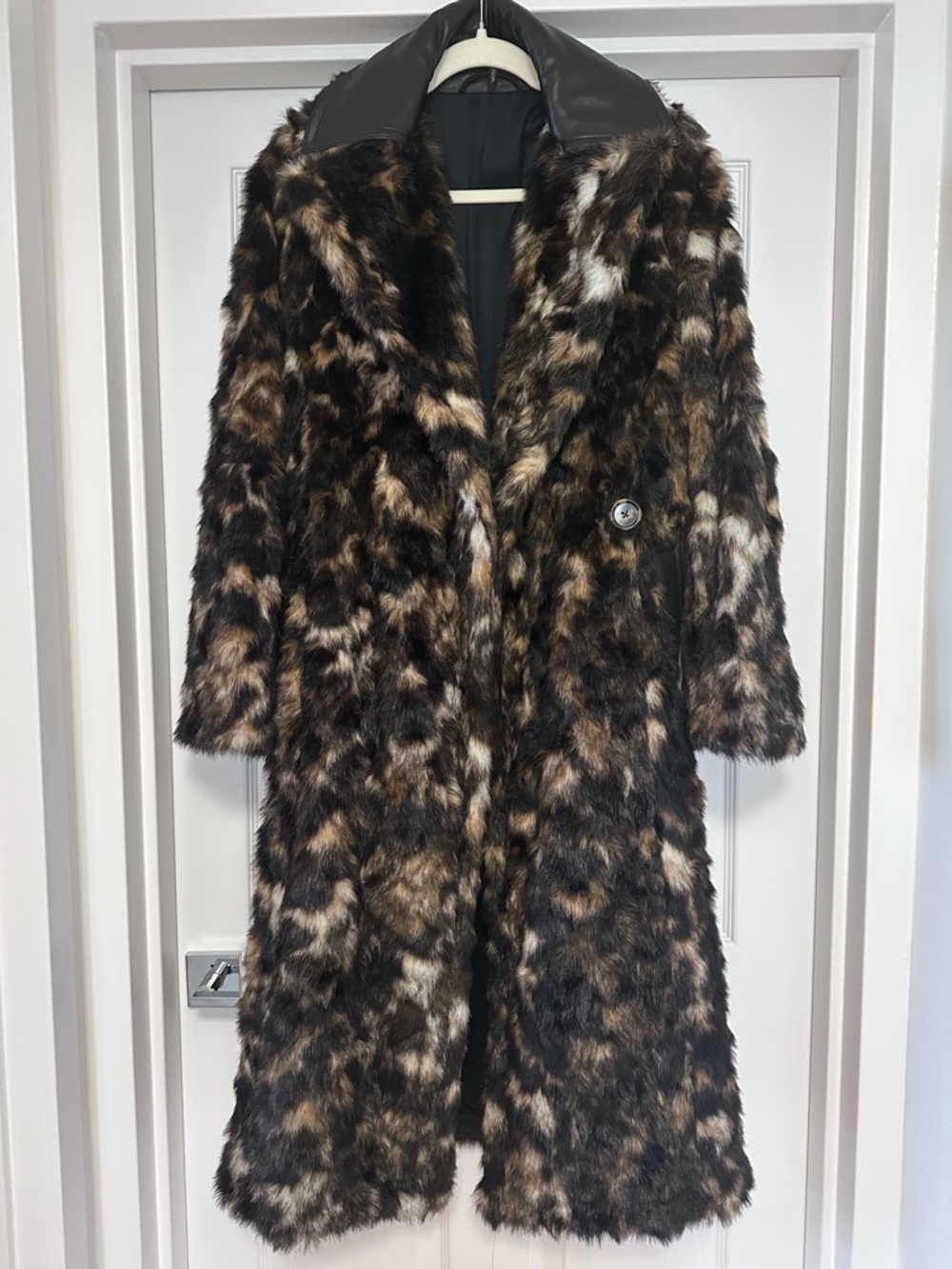 Helmut Lang Brown Multi Faux Fur Long Coat